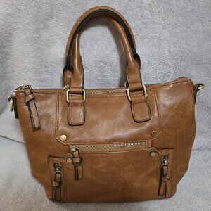Antik Kraft Chestnut Brown Vegan Leather Crossbody Shoulder Tote Bag Purse